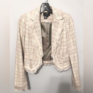 True Meaning Tweed Jacket w/Chiffon Trim Size 6